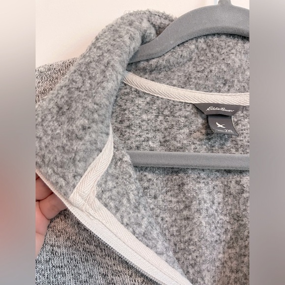 Eddie Bauer Heathered Taupe/Grey Full Zip Pullover - Picture 2 of 6